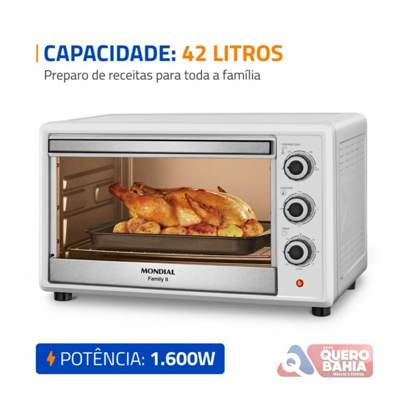 FORNO ELETRICO MONDIAL FRN-42-W FAMILY II 42L 1600W 127V BRANCO/INOX
