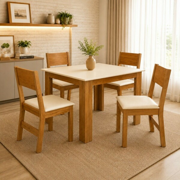 CJ MESA 4C SAO CARLOS MILENA QUADRADA 80x80 CINAMOMO/OFF WHITE CJ MESA 4C SAO CARLOS MILENA QUADRADA 80x80 CINAMOMO/OFF WHITE