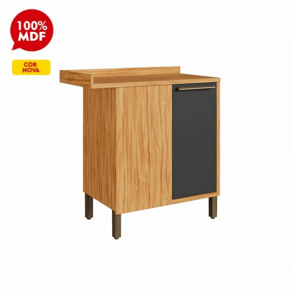 BALCAO RONIPA CANTO 1P ABRIR SYRAH 80CM AMENDOA/CHUMBO BALCAO RONIPA CANTO 1P ABRIR SYRAH 80CM AMENDOA/CHUMBO