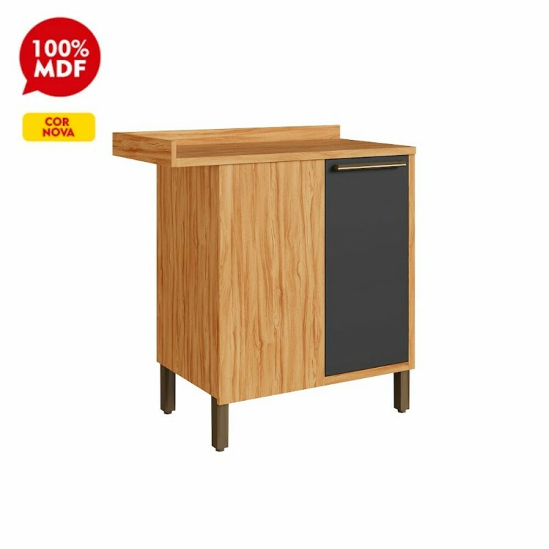 BALCAO RONIPA CANTO 1P ABRIR SYRAH 80CM AMENDOA/CHUMBO BALCAO RONIPA CANTO 1P ABRIR SYRAH 80CM AMENDOA/CHUMBO