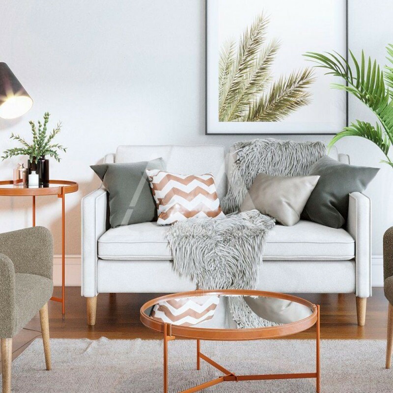 MESA CENTRO IMCAL AQUA-P ESPELHO OFF WHITE/COBRE