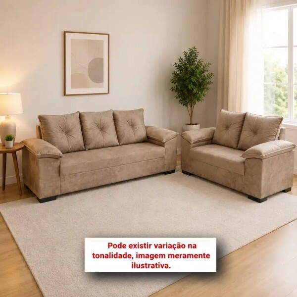 CJ ESTOFADO LIFESPUMA 2/3 LUGARES PAULINHA BEGE CJ ESTOFADO LIFESPUMA 2/3 LUGARES PAULINHA BEGE