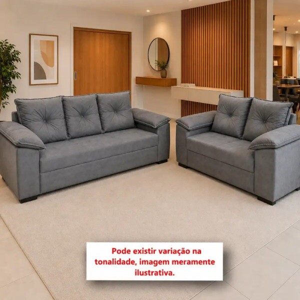 CJ ESTOFADO LIFESPUMA 2/3 LUGARES PAULINHA CINZA CJ ESTOFADO LIFESPUMA 2/3 LUGARES PAULINHA CINZA