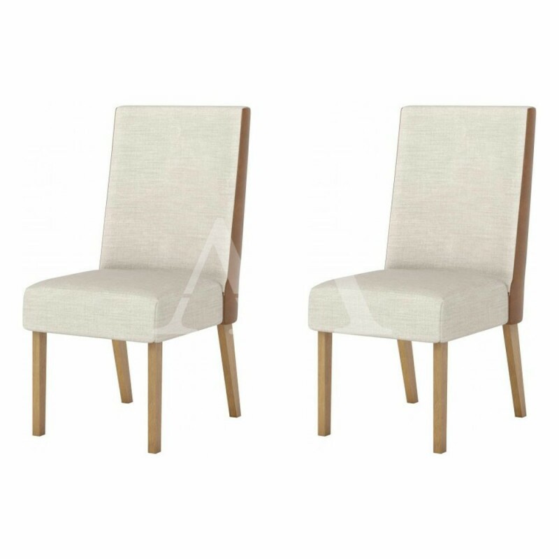 CJ 02 CADEIRAS HENN ANNE TEC/ LINHO NATURE/COURANO