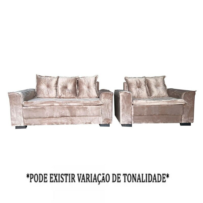 CJ ESTOFADO BOMFLEX 2/3 LUGARES HAITI BEGE VELUDO ASTECA 04