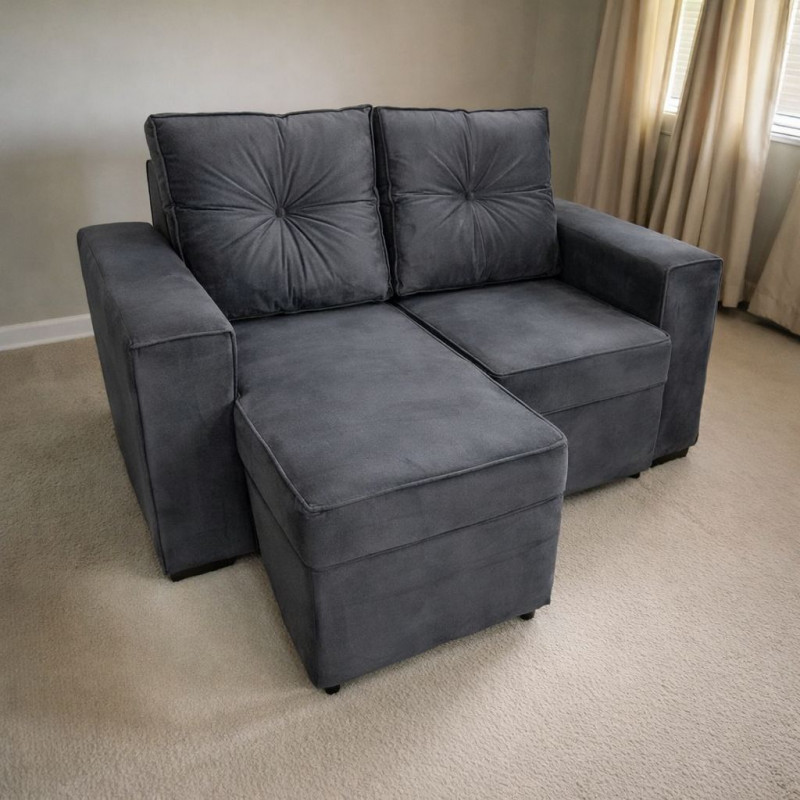 ESTOFADO MALU 2 LUGARES LARA RETRATIL GRAFITE VELUDO ESTOFADO MALU 2 LUGARES LARA RETRATIL GRAFITE VELUDO