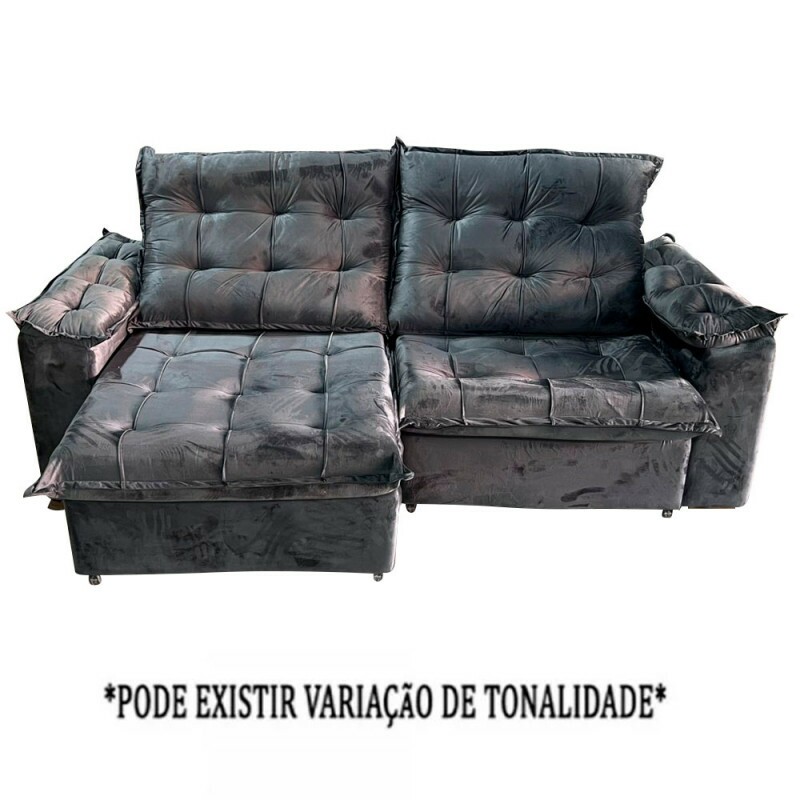 ESTOFADO BOMFLEX GRECIA RETRATIL CINZA VELUDO ASTECA 09