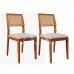 CJ MESA 04 CADEIRAS AGN ANNA RETANGULAR 116X80 C/VIDRO MADEIRA/OFF WHITE