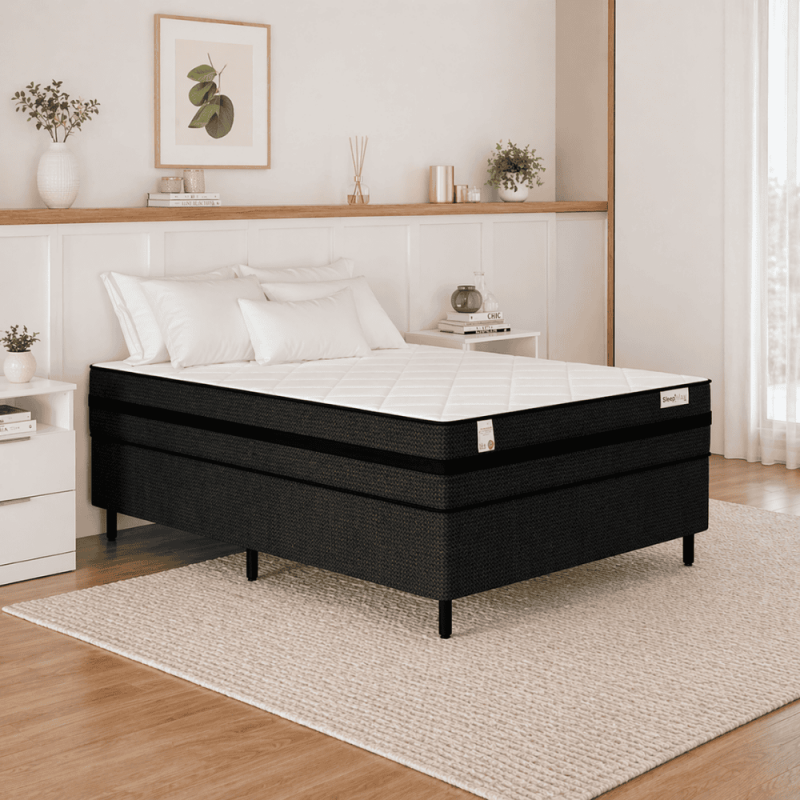 CJ BASE BOX/COLCHAO 138X188X67 PLUMATEX SMARTILHEUS BLACK MOLAS ENSACADAS