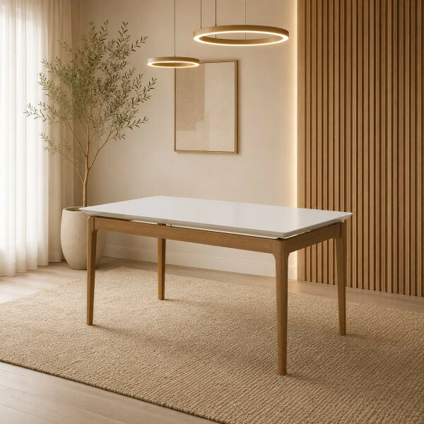 MESA IMCAL WIND 1.6 C/ VIDRO RETANGULAR OFF WHITE / CINAMOMO MESA IMCAL WIND 1.6 C/ VIDRO RETANGULAR OFF WHITE / CINAMOMO