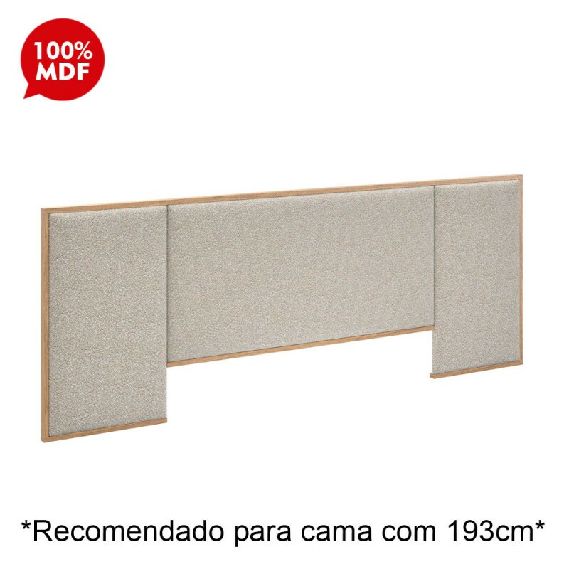CABECEIRA DE CASAL ROBEL CONCEPT 1.93 C/2 PAINEIS LATERAIS ESTOFADA HANOVER/TEC BUCLE