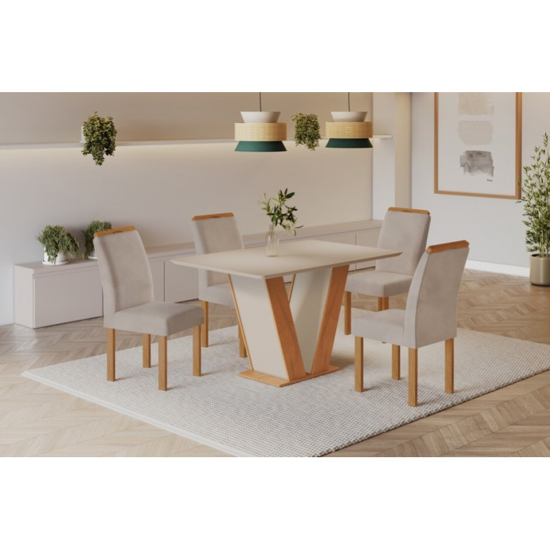 CJ MESA 4C CEL MOVEIS QATAR RETANGULAR 120X80 TAMPO LONDRES PLUS S/VDO CAD.LONDRES TEC 169 CINAMOMO/OFF