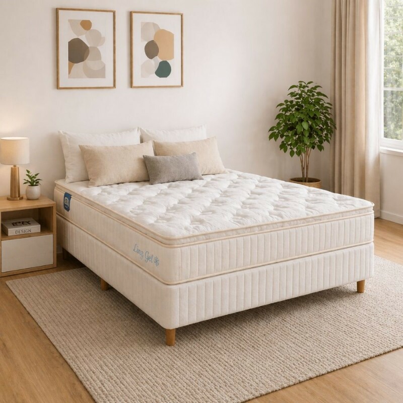 CJ BASE BOX/COLCHAO 138X188X69 PLUMATEX LINZ GEL MOLAS ENSACADAS