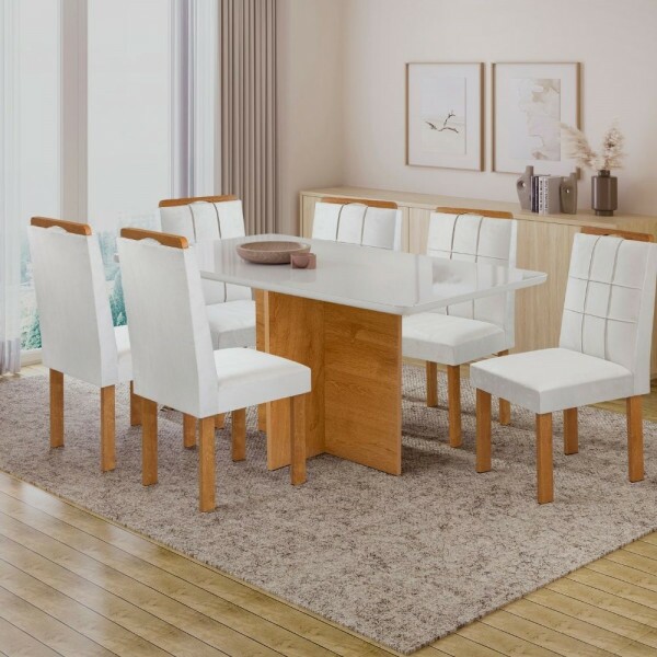 CJ MESA 6C CEL MOVEIS SALINAS RETANGULAR 160X80 TAMPO LONDRES PLUS C/VDO CAD. SALINAS TEC 169 OFF/CINAMOMO