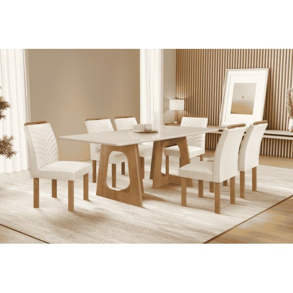 CJ MESA 6C CEL MOVEIS CANCUN RETANGULAR 170X90 TAMPO SMART PLUS C/VDO CAD. CANCUN TEC 178 OFF/CINAMOMO