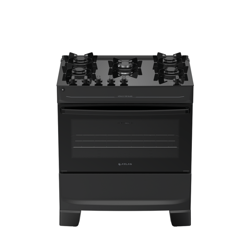 FOGAO 5B ATLAS MONACO TOP GLASS MESA VIDRO PRETO 25