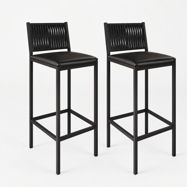 CJ 02 BANQUETAS MOVEIS TEIXEIRA NINA PRETO C/ CORDA NAUTICA/PRETO FOSCO